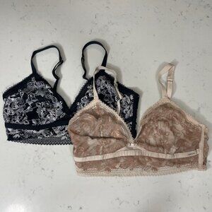 BUNDLE OF 2 - Autograph Nude & Black Floral Lace Bralettes